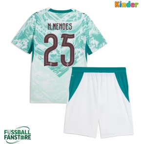 Portugal Nuno Mendes #25 Replik Auswärtstrikot Kinder WM 2026 Kurzarm (+ Kurze Hosen)